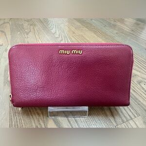 Miu Miu Pink Leather Zipper Wallet